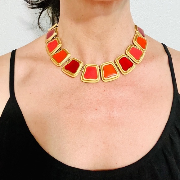 Vintage Anne Klein Byzantine Enameled Necklace - Picture 9 of 9